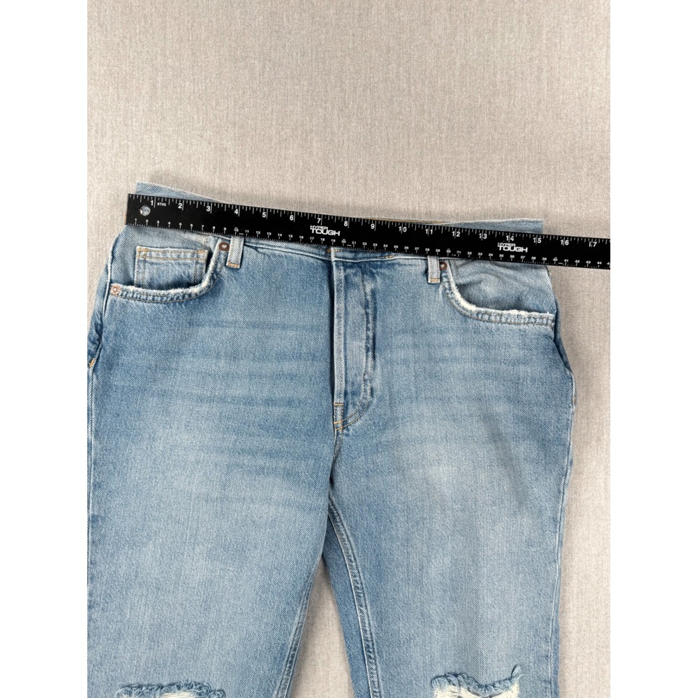 We The Free Free People Distressed Straight Leg Jeans Light Wash Blue Size 27 - Picture 6 of 8